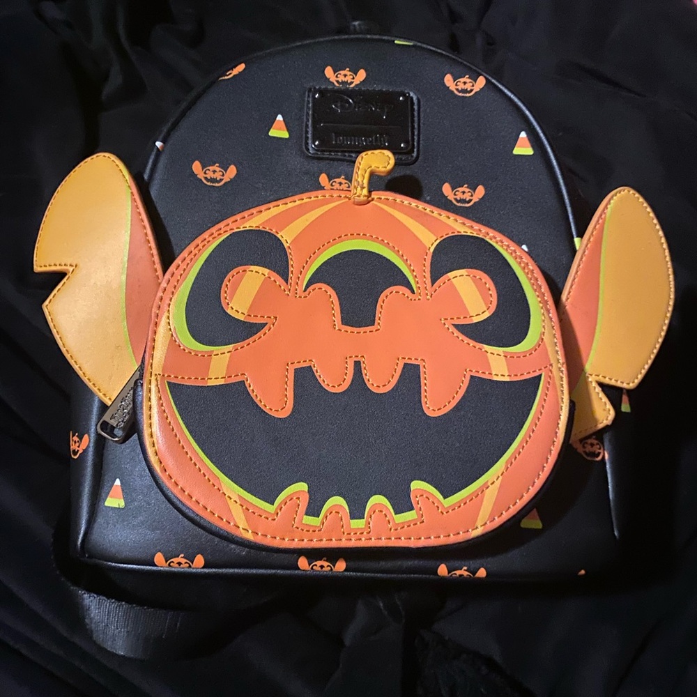Disney Loungefly Backpack Stitch Pumpkin Halloween